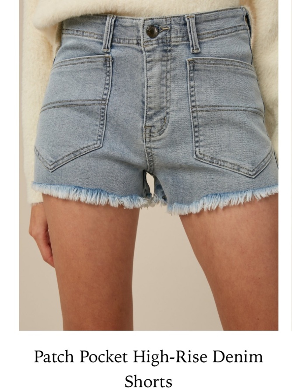 Listicle Light Wash Distressed Denim Shorts Size S High Rise Frayed Hem